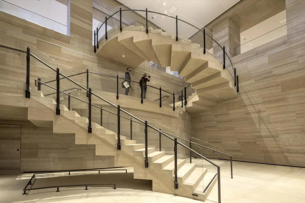 Renovation of Philadelphia Museum of Art Photo, staircase clad in Kasota limestone, photo © Danica O. Kus 